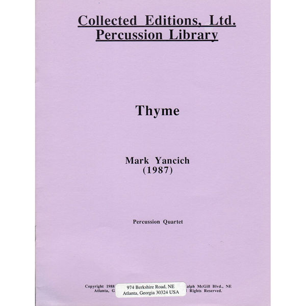 Thyme Percussion Quartet, Mark Yancich