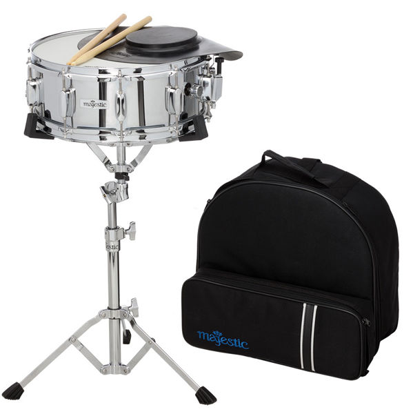 Skarptrommepakke Majestic AK14D, Backpack Snaredrum Kit. Snaredrum 14, Pad 14, Stand, Sticks, Backpack Carrying Case.