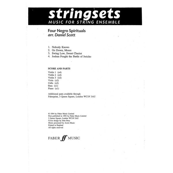 Stringsets,Four Negro Spirituals, score and parts