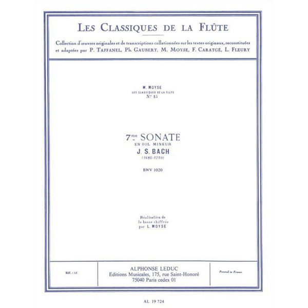 Classique Flute Nr 15 - Sonate Nr 7 - G min BWV 1020 J.S. Bach