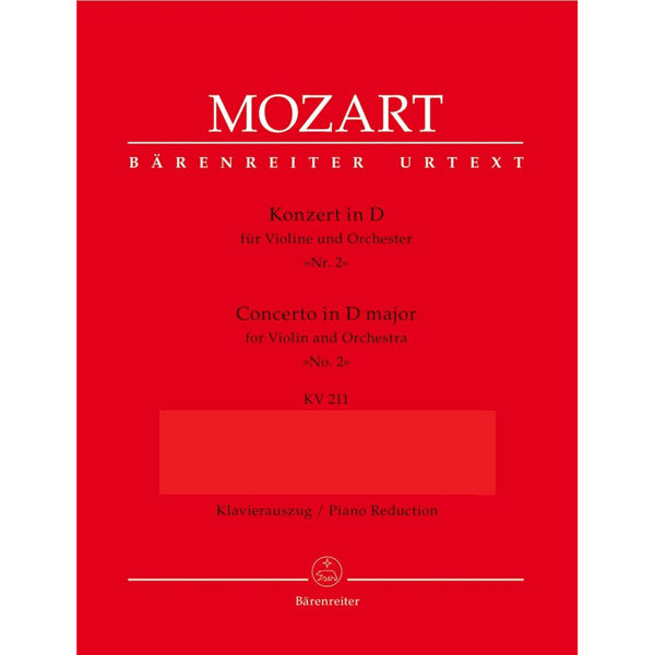 Concerto in D Major No.2 for Violin and Orchestra, Piano reduction, Mozart, KV211