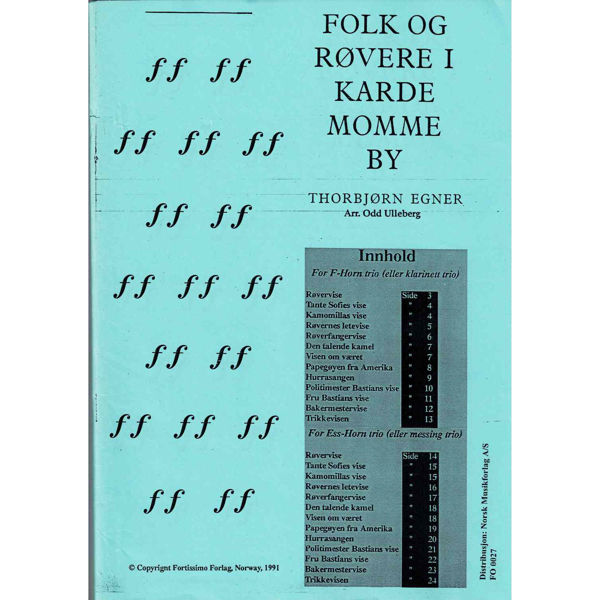 Folk og Røvere i Kardemommeby, Egner/Ulleberg - Trio (Horn eller Klarinett eller Messing)