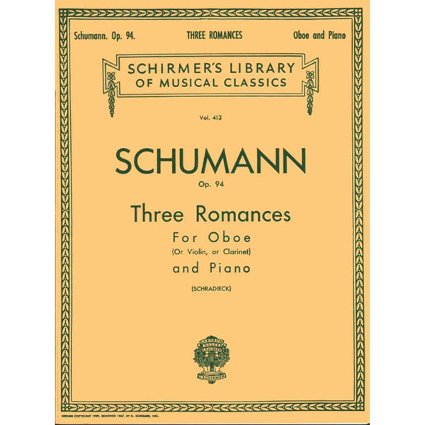 Three Romances for Obo/Klarinett/Fiolin og piano. Op. 94. Schumann