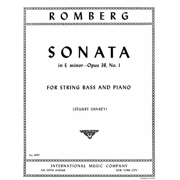 Sonata in E minor, Opus 38, No. 1, Romberg/Sankey