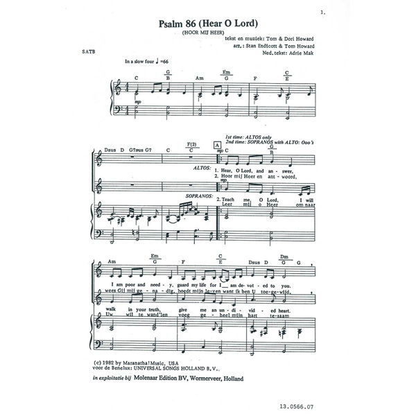 Psalm 86 /Hear O Lord), SATB, Arr. Howard, 25 stemmer