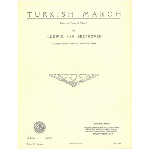 Turkish March No.8 Die Ruinen von Athen Op. 113, Piano Duet,  Beethoven
