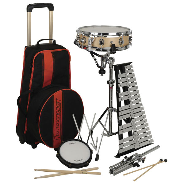 Slagverkpakke Ludwig Combo Kit LE2483RBR m/Rolling Bag, Skarptromme, Klokkespill, Trommepad Combo Stand