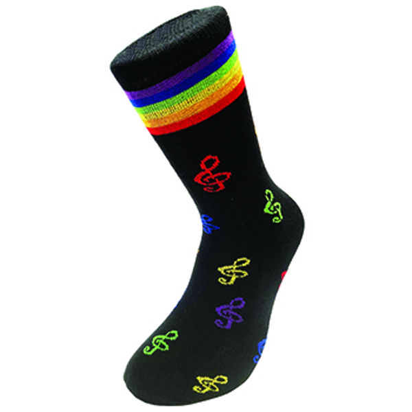 Strømper - G-nøkkel Regnbuefarge Treble Clefs Multi-coloured Size 6-11