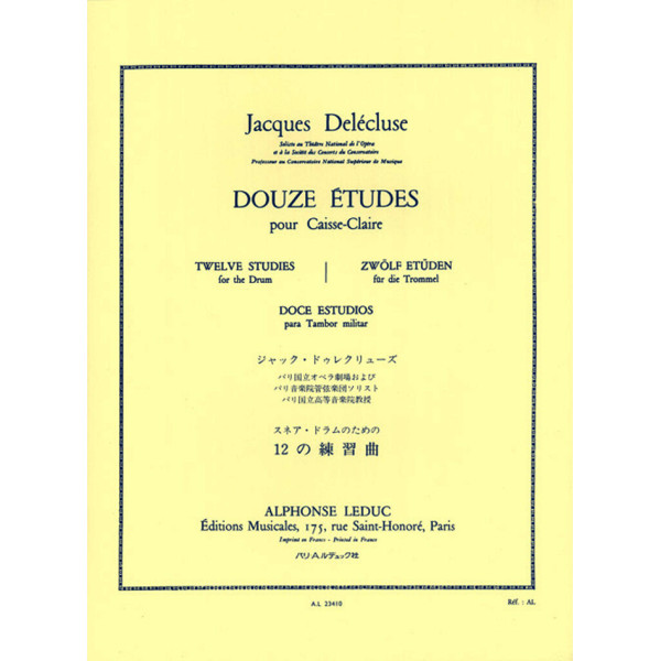 Douze Etudes Pour Caisse Claire/12 Studies for Snare Drum, Jacques Delecluse