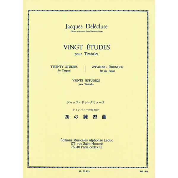 Twenty Studies for Timpani, Jacques Delécluse (Vingt Etudes)