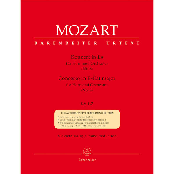 Horn Concerto in Eb-Major No 2 K417, Wolfgang Amadeus Mozart. Horn and Piano