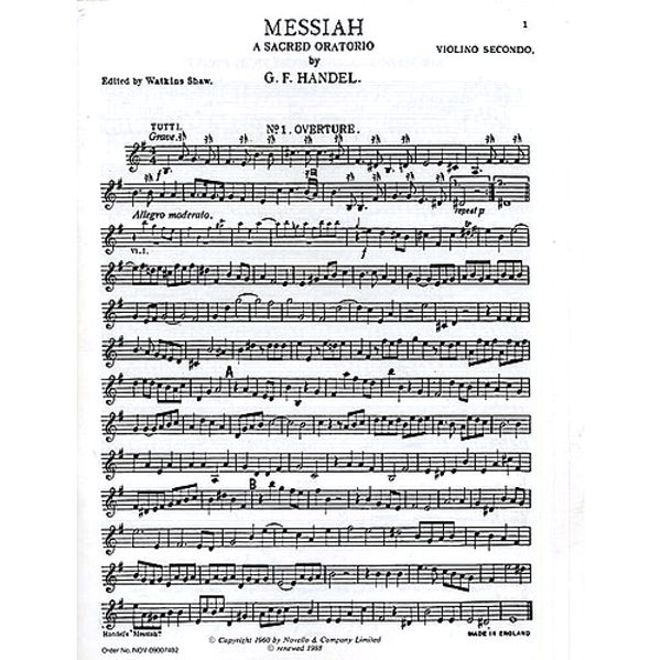 Händel - Messiah. Orchestra part Violin 2. Shaw Watkins