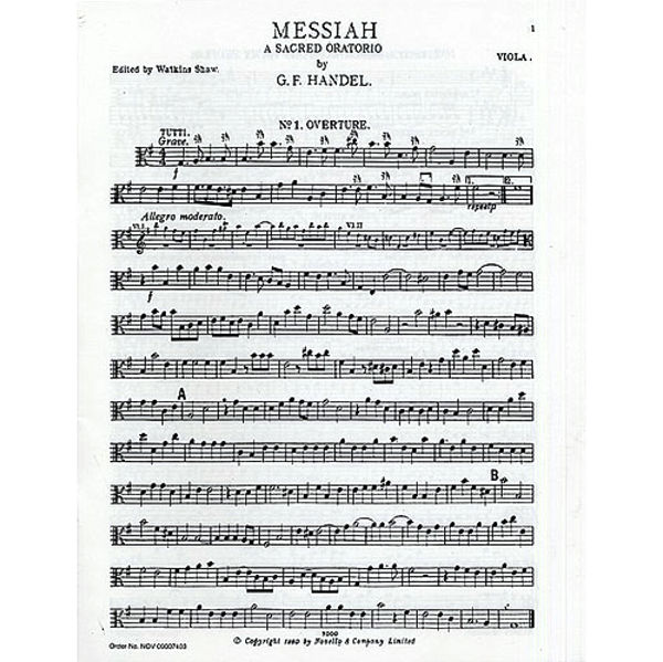 Händel - Messiah. Orchestra part Viola. Shaw Watkins