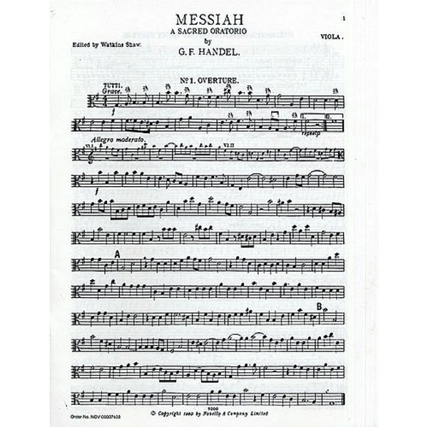 Händel - Messiah. Orchestra part Viola. Shaw Watkins