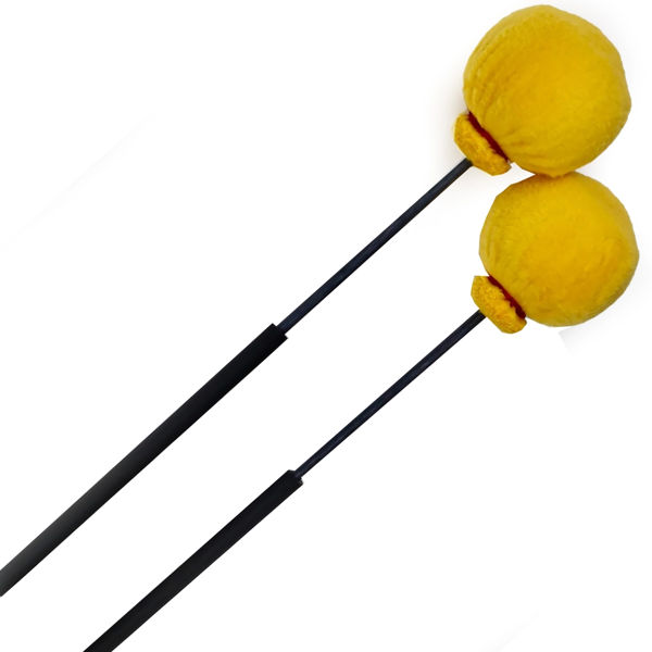 Gongklubber Dragonfly Percussion RSMRL, Resonance Series Mini Rollers, Yellow, Carbon Fiberglass Handle