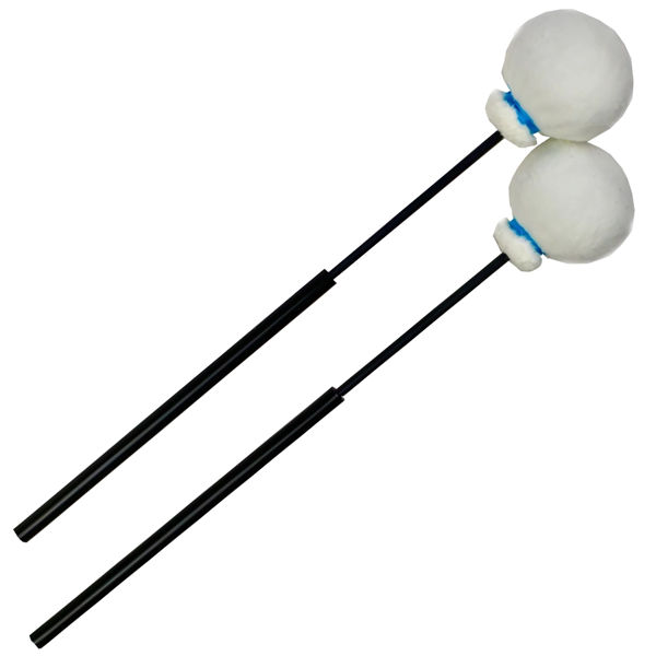 Gongklubber Dragonfly Percussion RSMRS, Resonance Series Mini Rollers, White, Carbon Fiberglass Handle