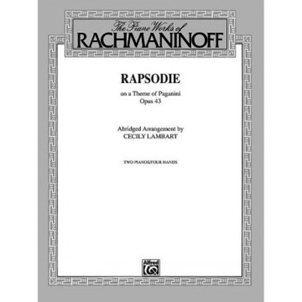 Rhapsody on a theme of Paganini 18th variation, Sergej Rachmaninoff. Reduction for 2 pianos