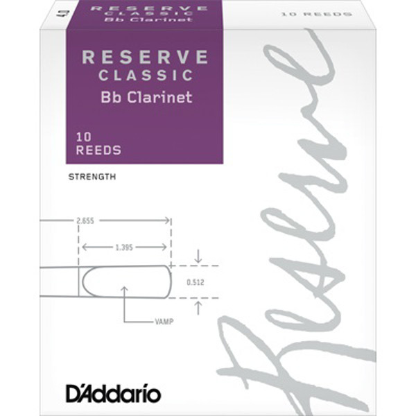 Klarinettrør Bb Rico D'Addario Reserve Classic 3,5+ (10 pk)