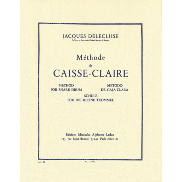 Methode De Caisse-Claire / Method for Snare Drum. Jacques Delecluse