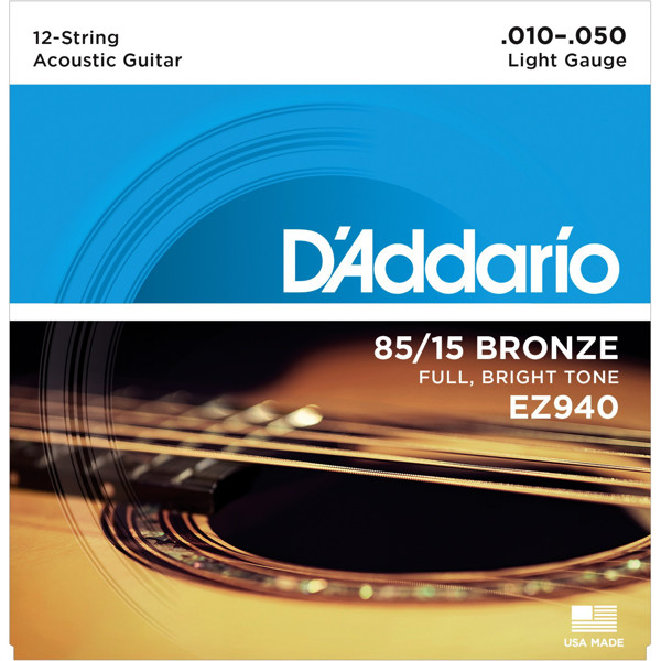 Gitarstrenger Akustisk 12-Strenger D'Addario EZ940 010-047 Great American Bronze