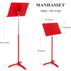 Notestativ Manhasset #48C-RED, Symphony Stand, Red Colored, Trinnløs