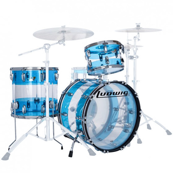 Slagverk Ludwig Vistalite Fab 22 Shell Pack, 50th Anniversary Blue/Clear