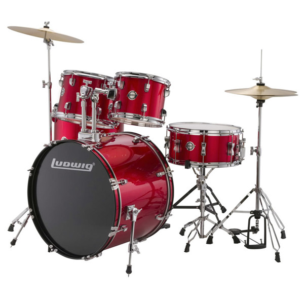Slagverk Ludwig Accent LC17014, Fuse 20, m/Stativer og Cymbaler, Red Sparkle