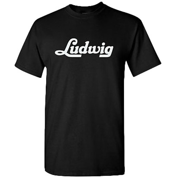 T-Shirt Ludwig LUDTEEMEU, Black Shirt, Script Logo, Medium
