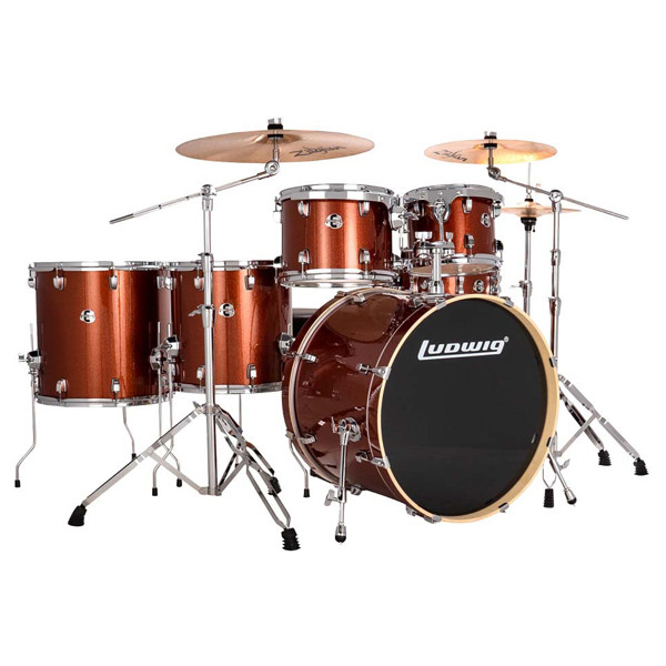 Slagverk Ludwig Evolution LE622024, 22, m/Stativer og Cymbaler, Copper