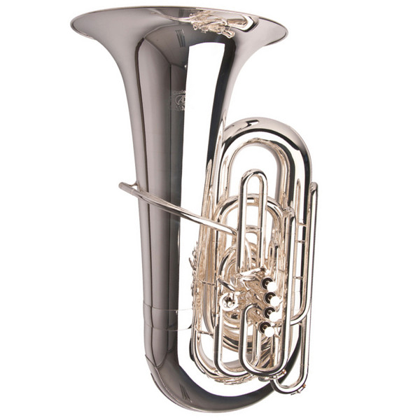 Tuba C Adams Custom , 6/4, 4 valves+ 1 cylinder. Selected Mod., Brass 0,60mm, Forsølvet