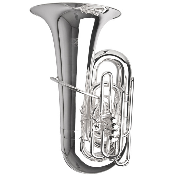 Tuba C Adams Custom , 6/4, 4 valves+ 1 cylinder. Selected Mod., Brass 0,60mm, Forsølvet