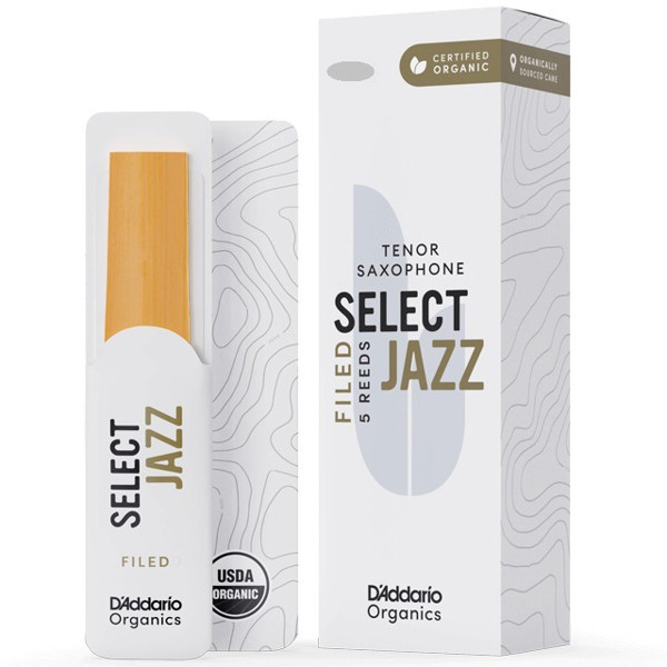 Tenorsaksofonrør D'Addario Organics Select Jazz Filed 2 Soft (5 pk)