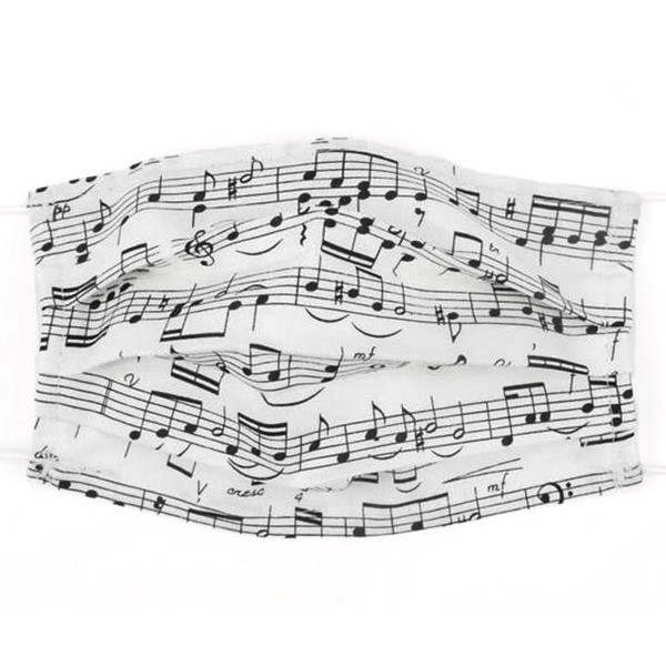 Munnbind Notedesign Bomull Hvit/Sort - Face Covering Music Design 12