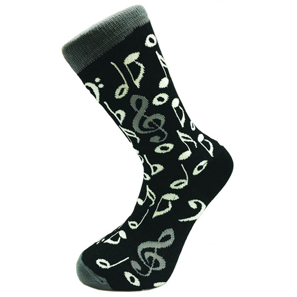 Strømper - Music Notation Socks Black, Grey & White One Size 6-11