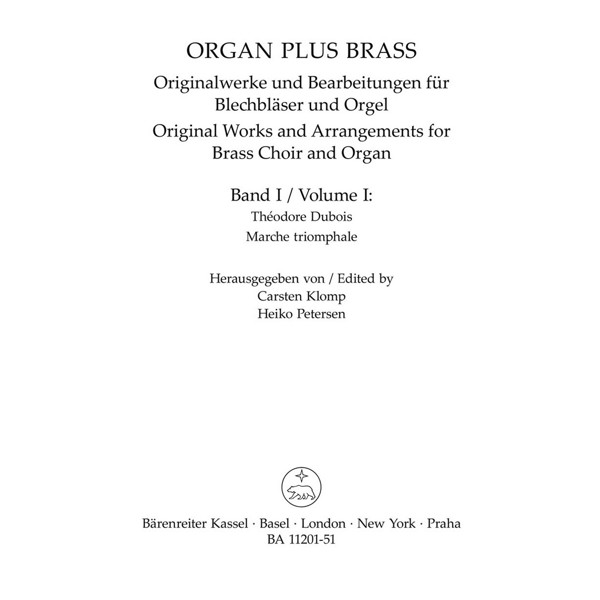 Organ Plus -  Brass Volume I. March Triomphale, Dubois. Trombone 1