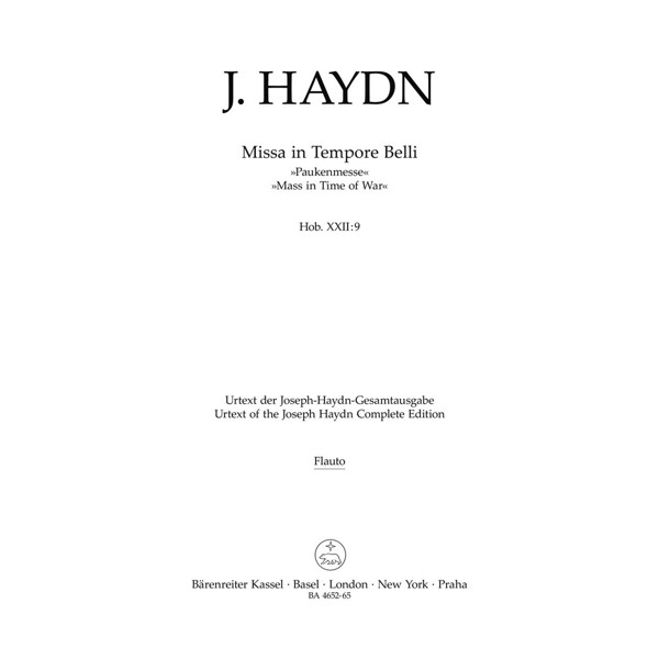 Joseph Haydn: Mass in the Time of War (Pauken-Messe) Wind Parts set