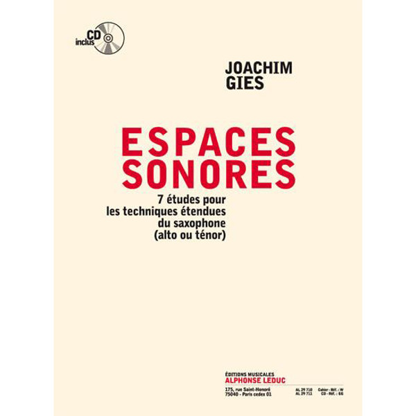 Escapes Sonores - 7 Etudes pour Saxophone. Joachim Gies, Book and CD