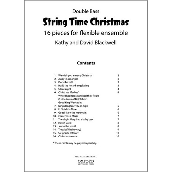 String Time Christmas, Double Bass, Kathy and David Blackwell. Book