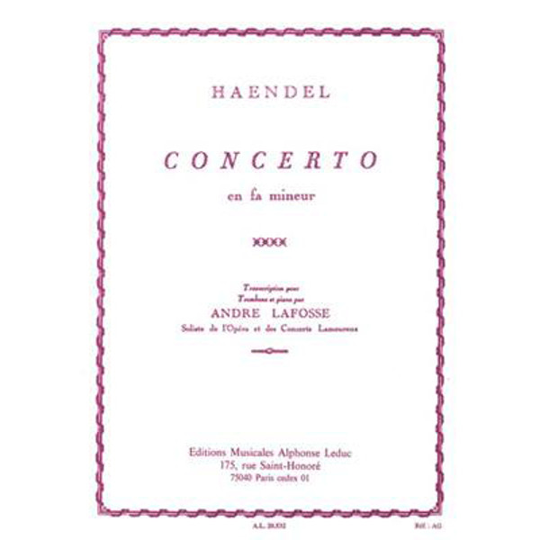 Concerto in F minor, Georg Friedrich Händel, arr Andre Lafosse. Trombone and Piano