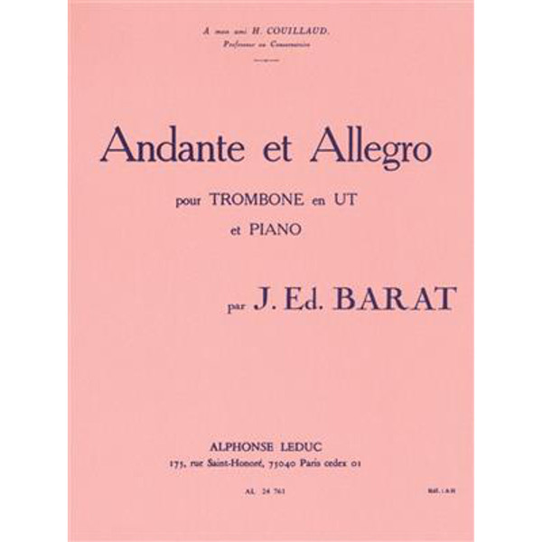 Andante and Allegro, Trombone and Piano. J. Ed. Barat