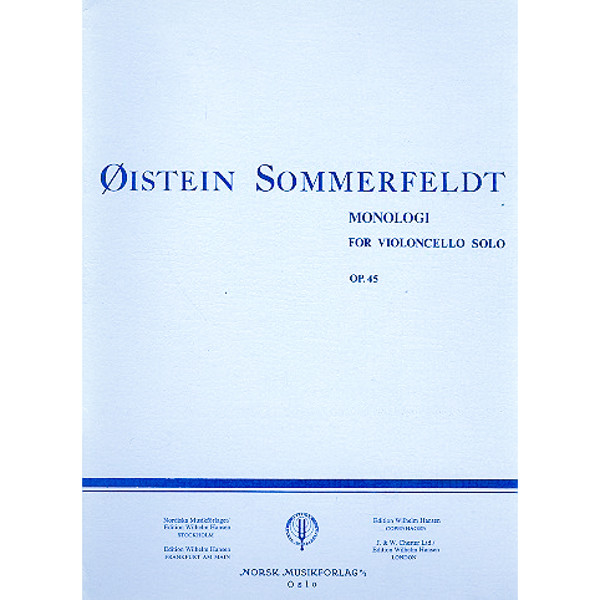 Monologi Op. 45, Øistein Sommerfeldt. Cello Solo