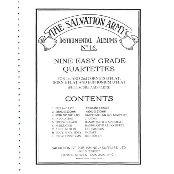 Salvation Army Instrumental Album No.16 - Nine Easy Quartettes
