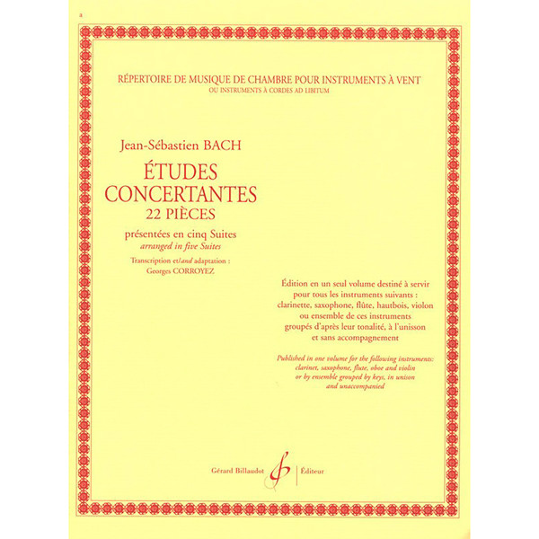 22 Etudes Concertantes for Clarinet, Jean-Sebastian Bach