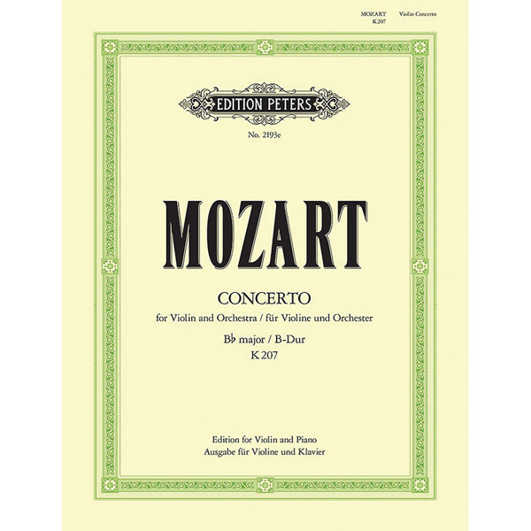 Concerto for Violin and Orchestra in B major K207, Mozart, Edition for Violin and Piano