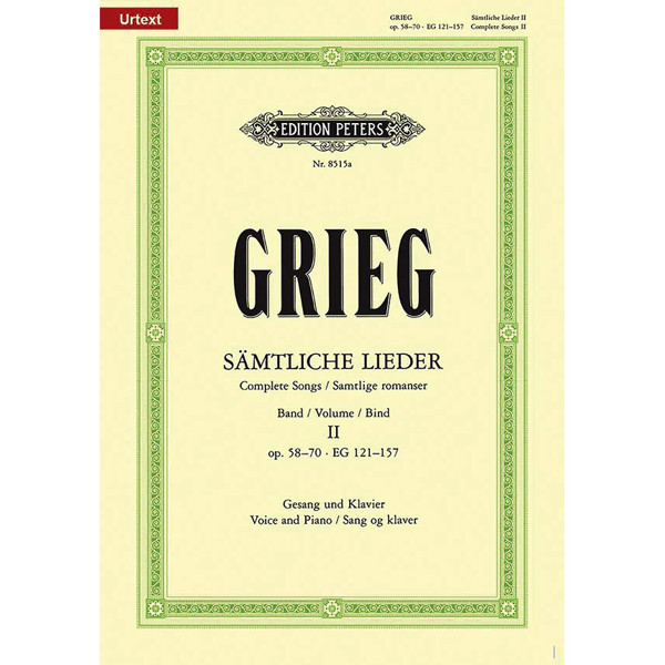 Grieg Lieder Complete Songs Vol 2 Opus 58-70, Voice and Piano