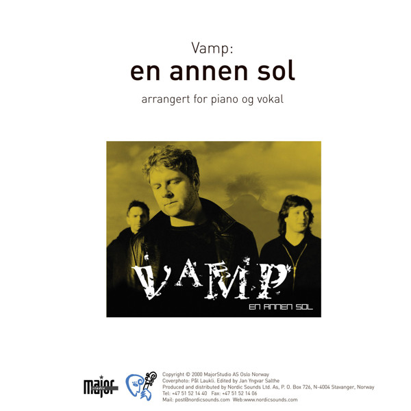 En Annen Sol, Vamp - Sang/Piano Bok