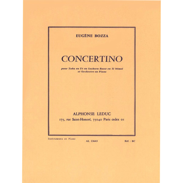 Concertino, Tuba in C or Euphonium in Bb and Piano. Eugene Bozza