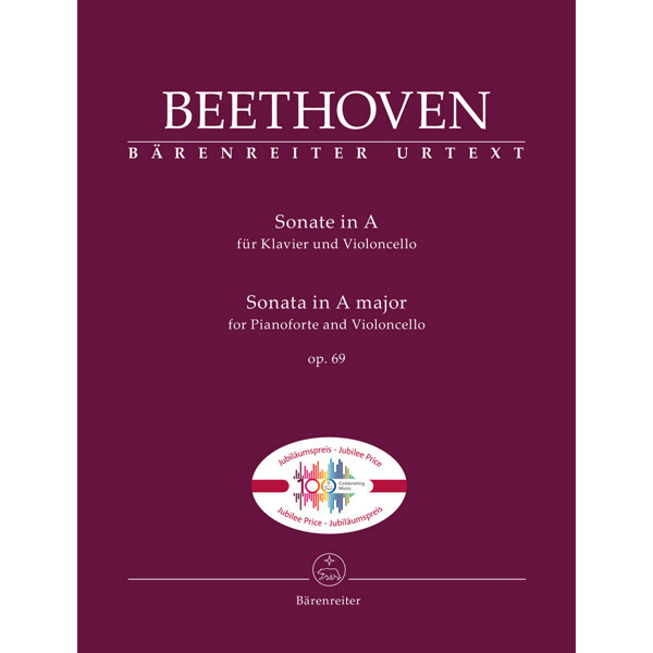 Sonate in A major Op. 69 Pianoforte and Violoncello, Ludwig van Beehoven *Kampanje Jubileumspris