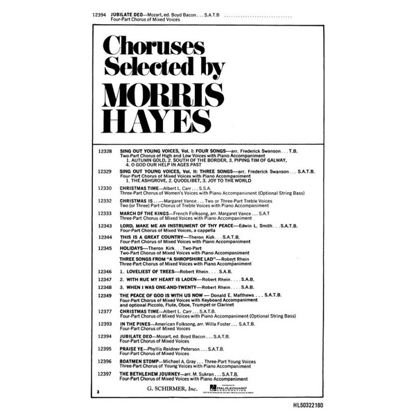 Jubilate Deo, Mozart - Choruses Selected by Morris Hayes - SATB
