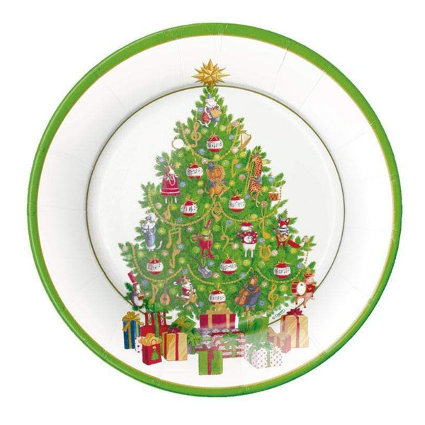 Fat Musical Christmas Jamboree Tree Paper Dinner Plates